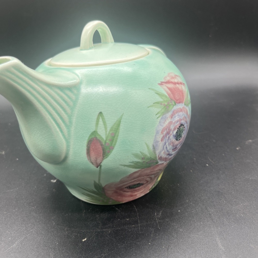 Vintage E Radford Pottery Hand Painted Floral Teapot England Art Deco Shape 340 - Picture 9 of 16